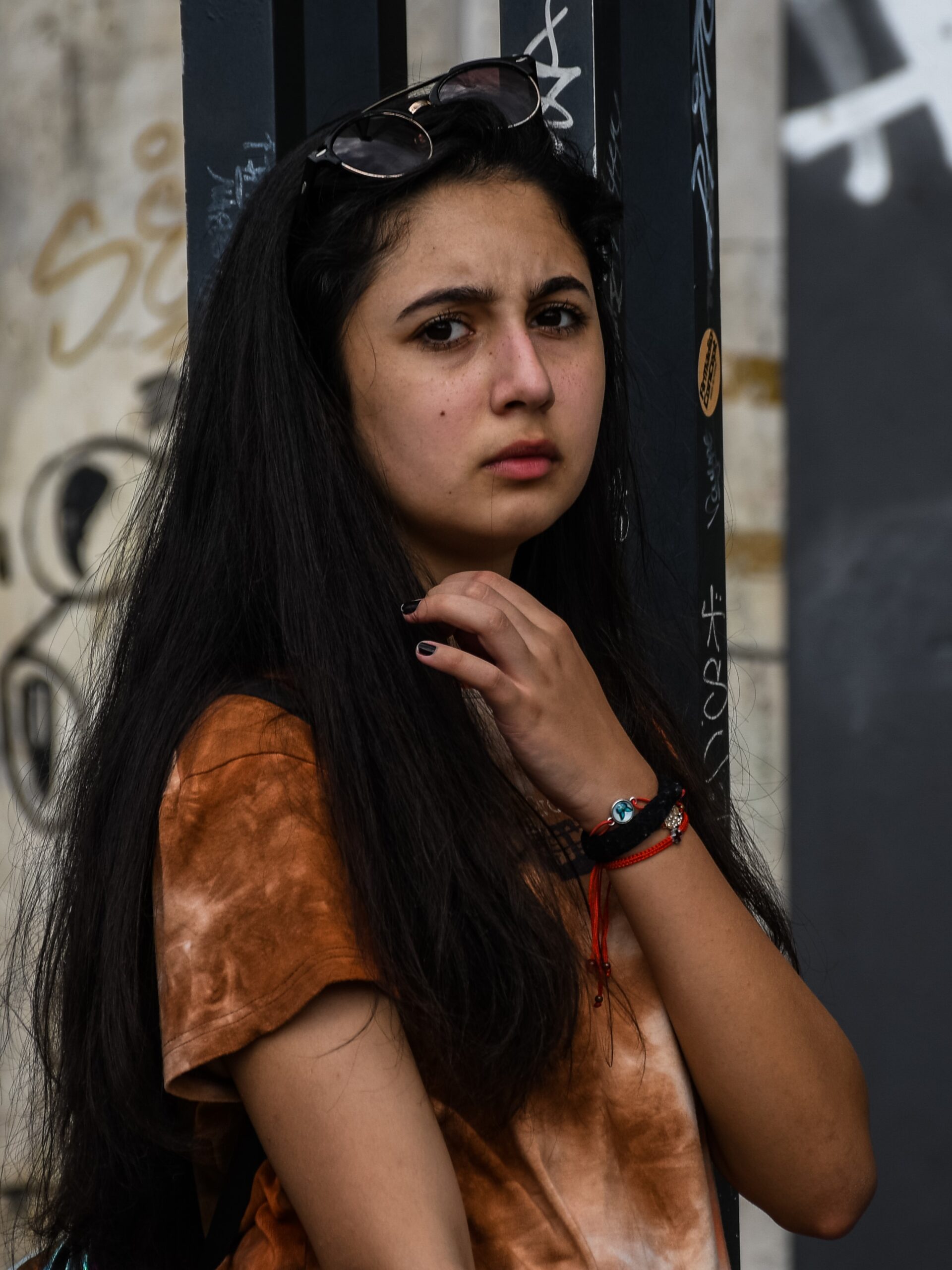 Worried Girl Looking into Camera
