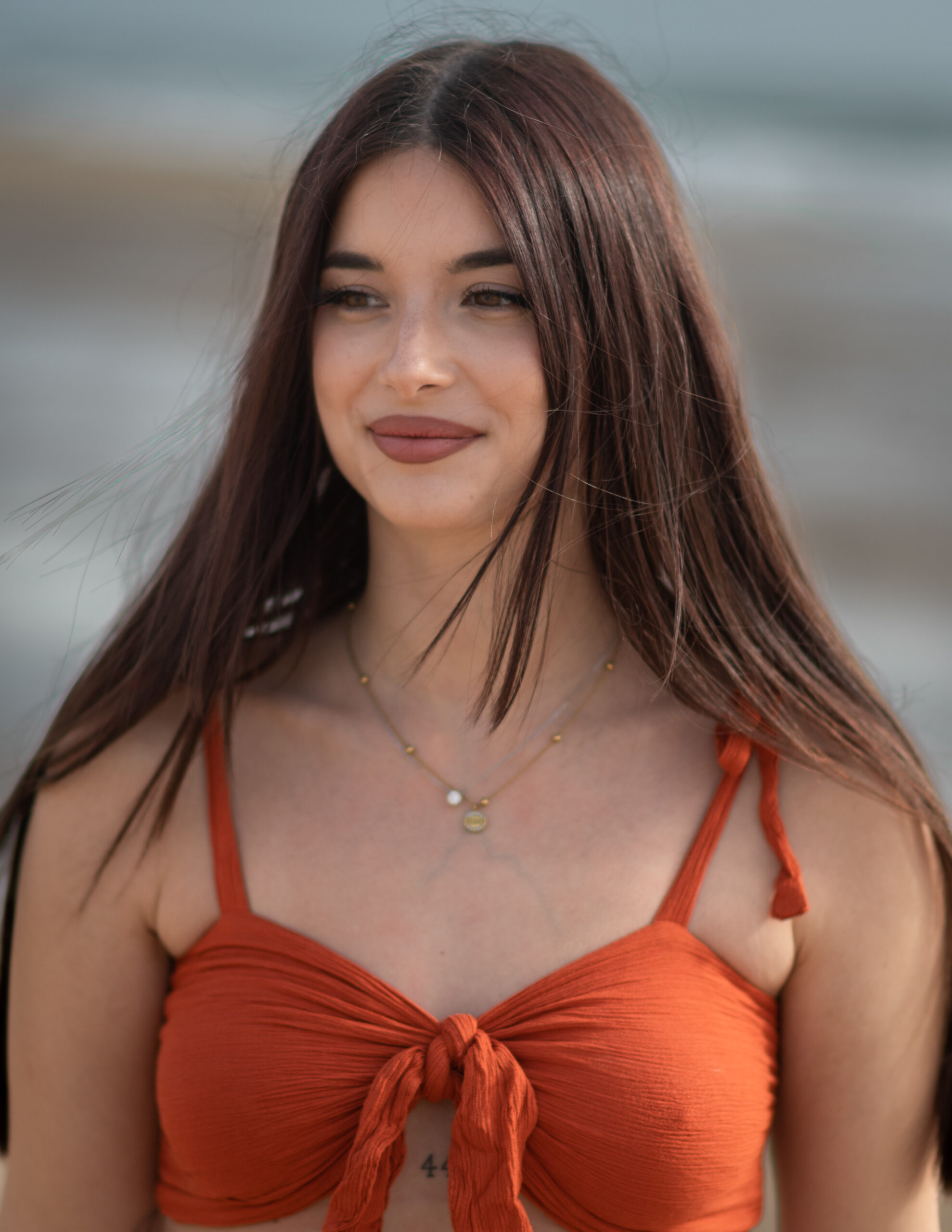 Girl in swimwear smiling