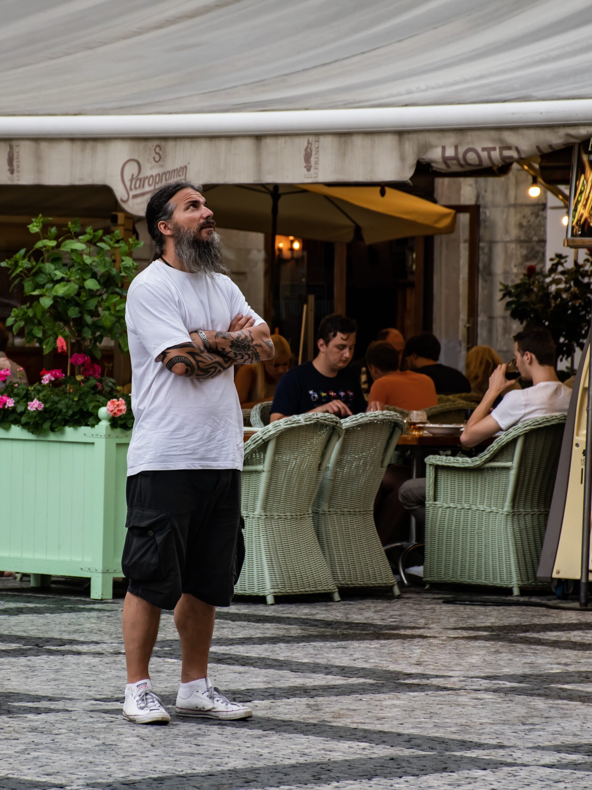 Man looking up