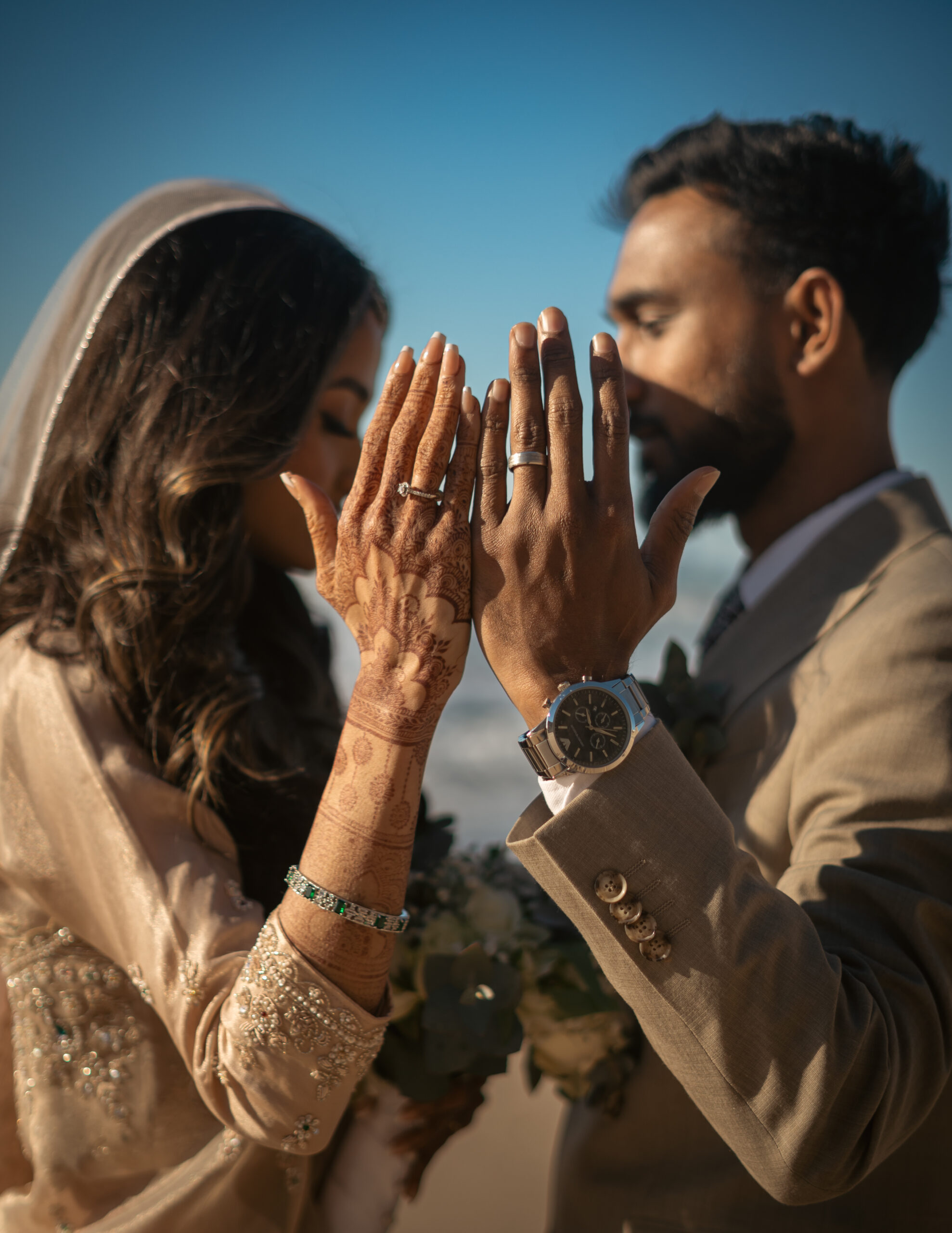 Couple show off their rings